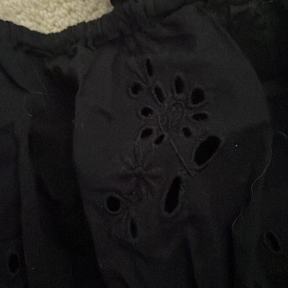 Zara Black Eyelet Crop Top with Lace Straps - Picture 3 of 6